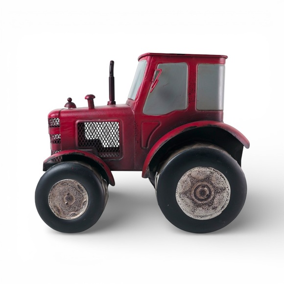 Vintage-Style Red Metal Tractor Decorative Planter & Desk Caddy - 10" Long - Picture 2 of 7